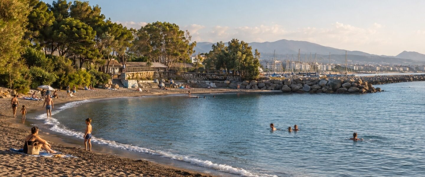 Ilustración IA inspirada en la cala protegida de la Playa del Cristo de Estepona